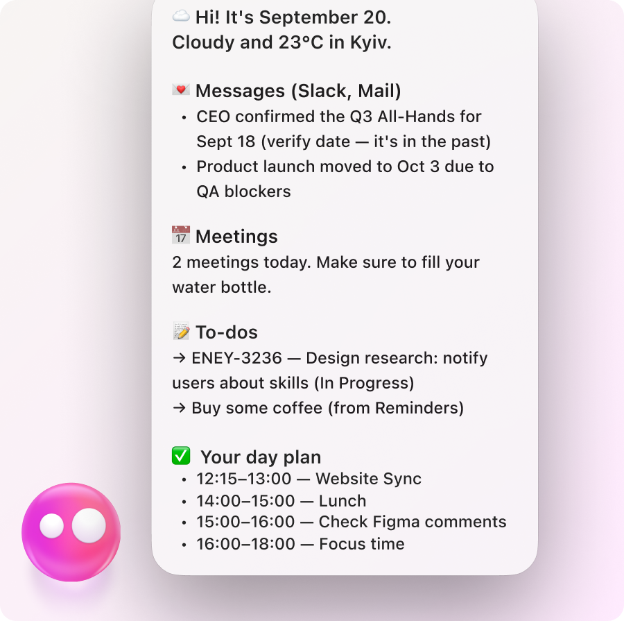 Eney creating a To-Do list for a day