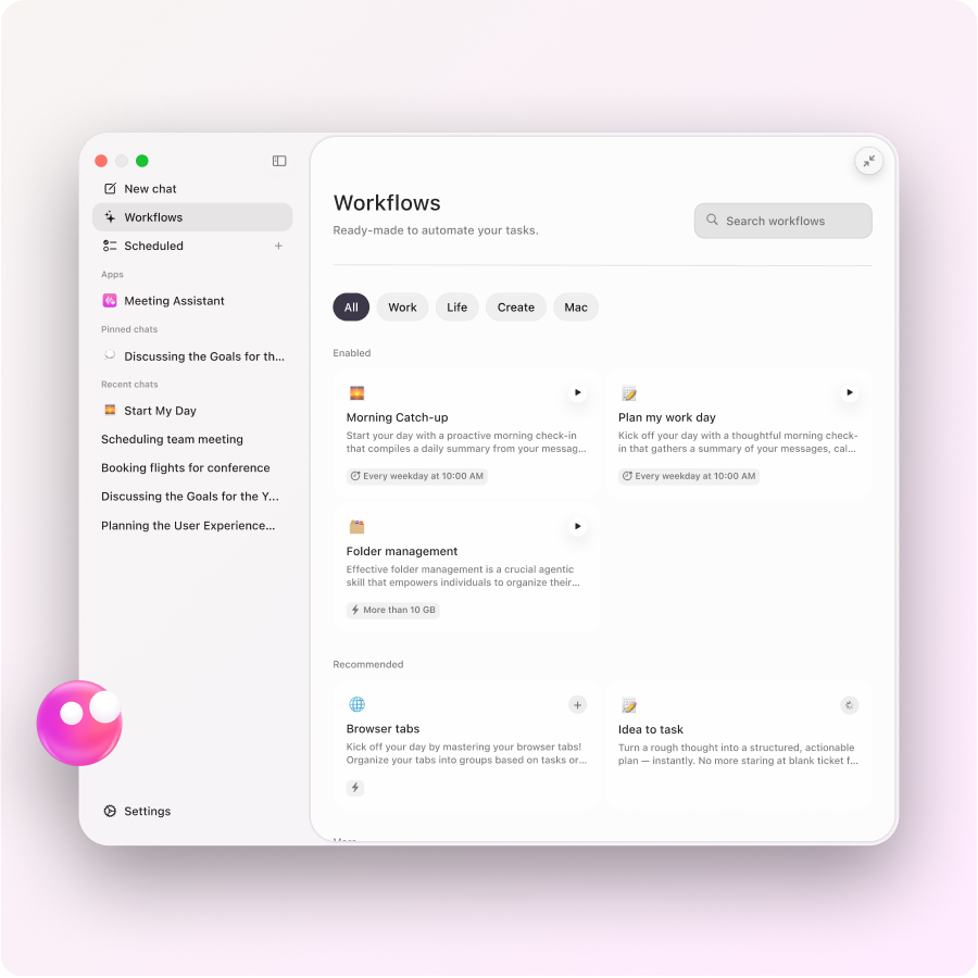 Ready-to-use workflows shown in Eney 