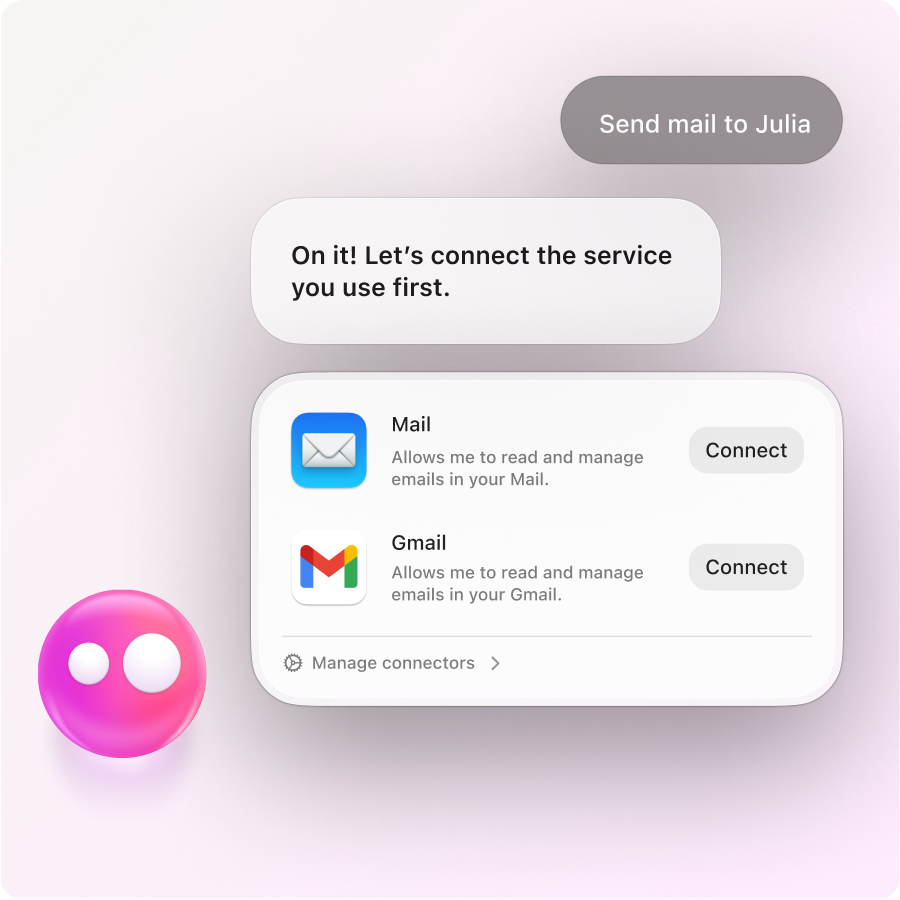 Eney connecting Mail and Gmail accounts to send an email