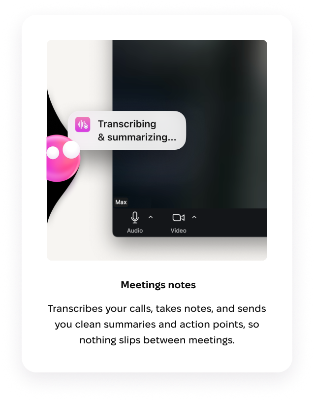Eney transcribing a Zoom meeting