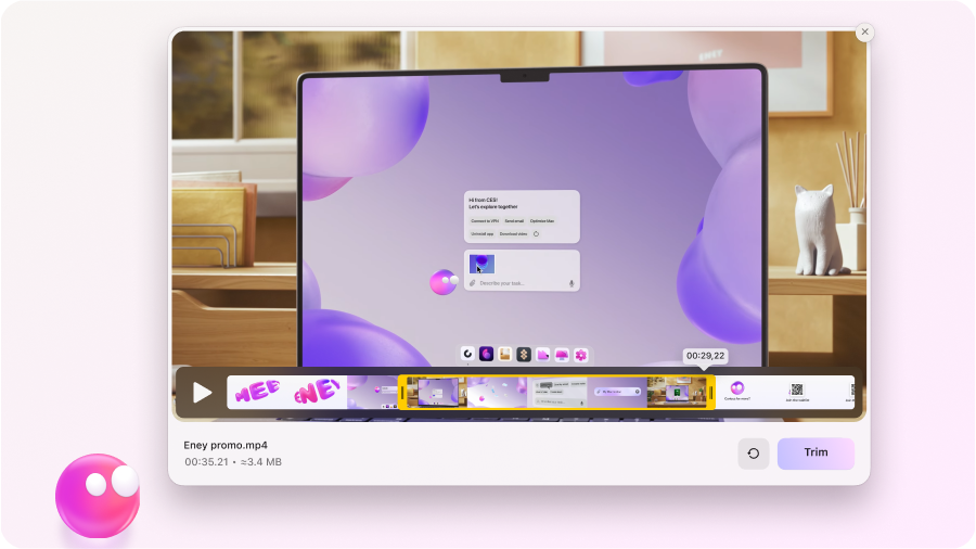 Eney editing a video file in a screen recording app